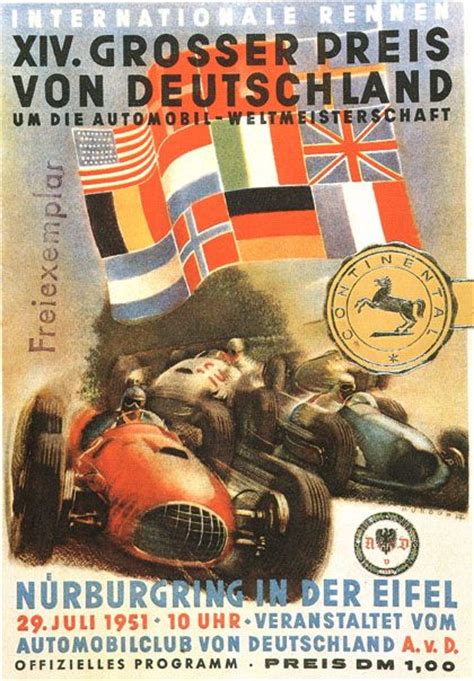 13 Germany Nurburgring 1951 Vintage Racing Poster Auto Racing