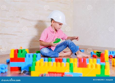 Creative Young Boy Playing With Building Blocks Stock Photo Image Of