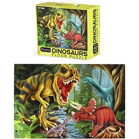 48-Piece Jumbo Floor Puzzles for Kids Age 5-7, Dinosaur Jungle Giant 