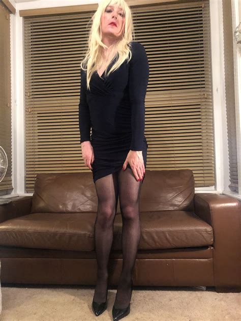 navy dress and sheer black tights sheer black tights navy dress transgender women mtf