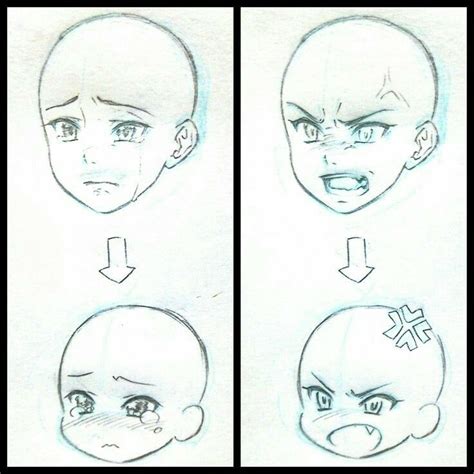 Sad Angry Face Nornal Chibi How To Draw Mangaanime Drawing Base