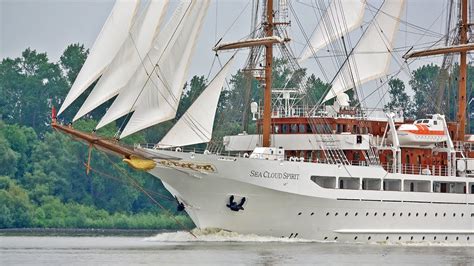 Big Sailing Ship Sea Cloud Spirit Leaves The Port Of Hamburg