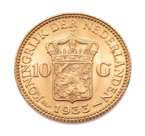 Uncirculated Dutch Wilhelmina I 10 Gulden Gold Coin Coins