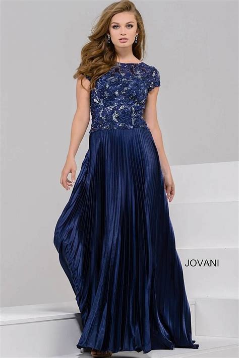 Jovani Dress 41868 Navy Long A Line Embellished Bodic Dresses