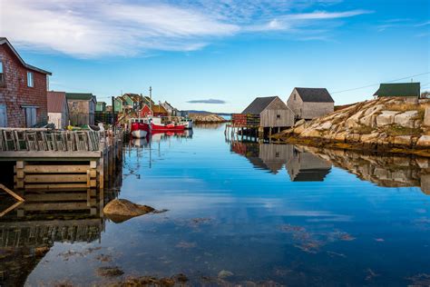 Peggys Cove Fishing Huts And Reflections Nova Scotia Canada