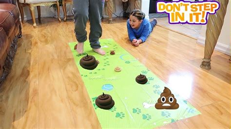 Dont Step On The Poo Challenge Funny Kids Poop Dodging Blindfolded