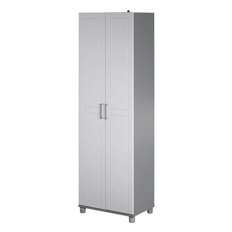 The 5 shelves, 3 adjustable, can store and organize your cleaning supplies and even kitchen pantry items. SystemBuild Callahan 24 Inch Utility Storage Cabinet in ...