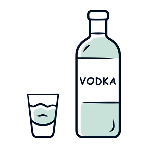 Vodka Grey Color Icon Bottle And Shot Glass With Drink Clear