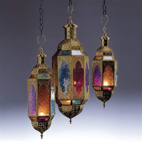 Authentic Moroccan Gold Hanging Lanterns Lampshade Style Large Classic