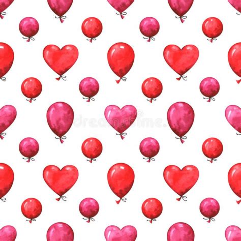 Hand Painted Seamless Pattern With Watercolor Balloons Stock