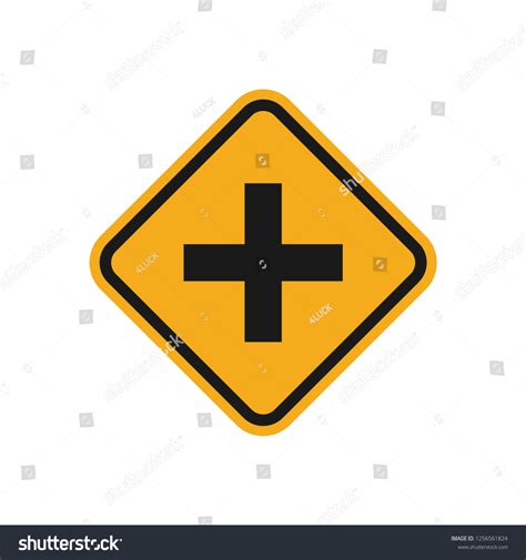 Cross Road Sign Yellow Board Stock Vector Royalty Free 1256561824