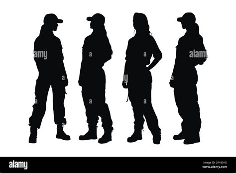Female Plumber Standing And Wearing Uniforms Silhouette Collection
