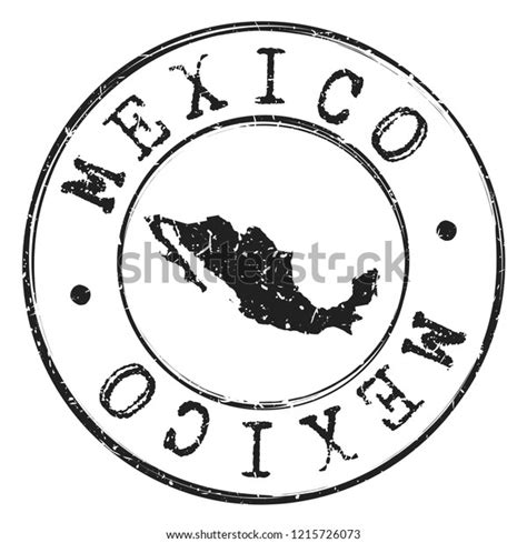 Mexico Map Silhouette Postal Passport Stamp Stock Vector Royalty Free