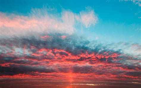 Download Sky Orange Clouds Sunset Wallpaper 3840x2400