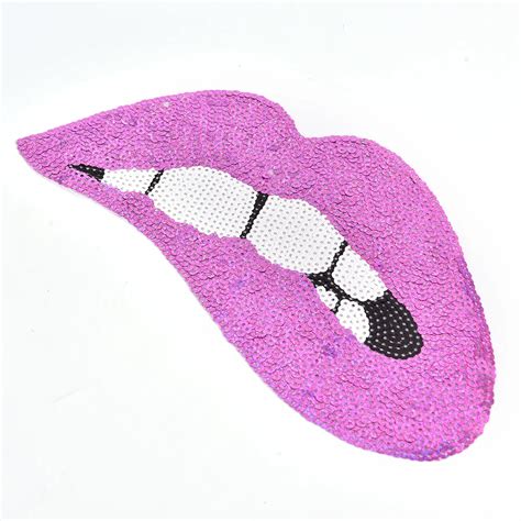 Purple Lip Patches For Clothing Sew Iron On Appliques Clothes