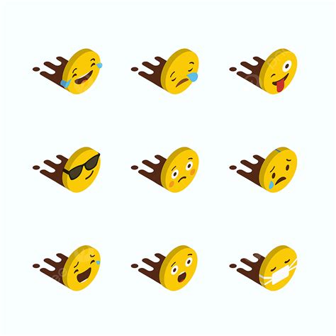 Set Of Yellow Emojis Design Vector Emoji Set 3d Png And Vector With