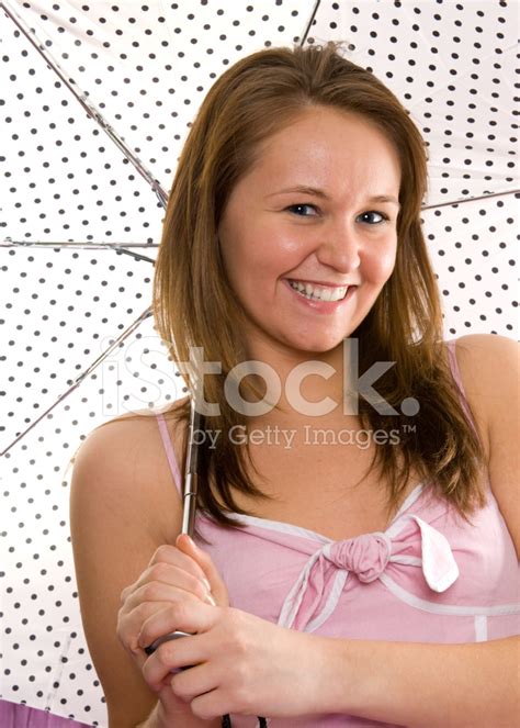 Leuke Vrouw Onder Paraplu Stockfotos