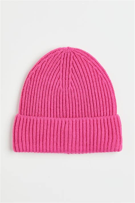 Rib Knit Hat Pink Ladies Handm Us