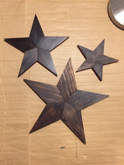 Set Of 3 Wooden Stars Etsy