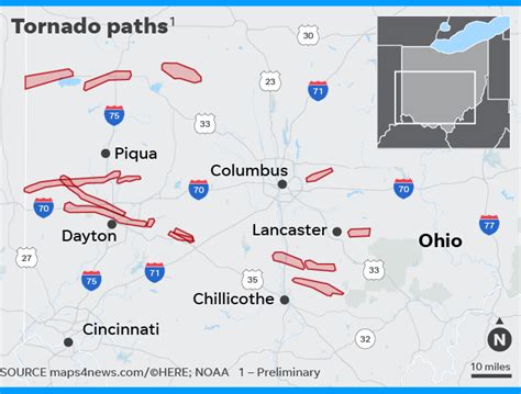 Midwest Tornado Path Map Storms Rip Though Ohio Indiana And Iowa