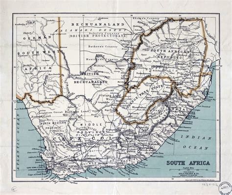 Large Old Political Map Of South Africa With Relief 1899
