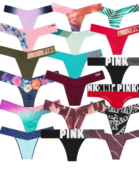 Victorias Secret Pink Variety Mixed Seamless Thong Panty Underwear Pack Of 5 Ebay