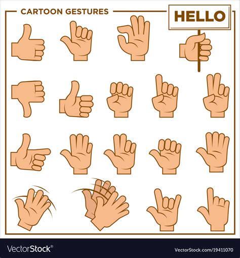 Cartoon Gestures Showed By Human Hands Royalty Free Vector
