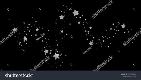 Silver Star Confetti Falling Starry Background Stock Vector Royalty