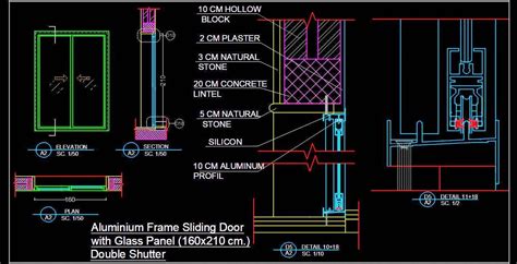 Aluminium Sliding Door Detail Dwg Autocad Drawing Download In 2020