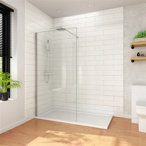 Elegant 700mm Wet Room Shower Enclosure Easy Clean Screen Panel With 700x1200mm Walk In Stone