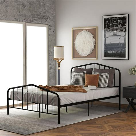 twin size metal bed frame with headboard footboard no box spring needed platform bed under