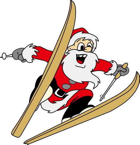Santa Skiing Clipart