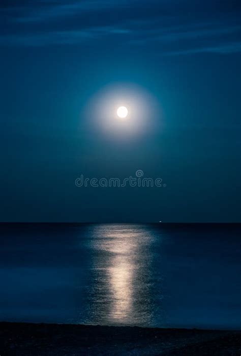 Moon Path Over The Night Sea After The Sunset Stock Image Image Of
