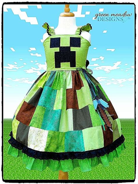 Minecraft Creeper Character Dress Ready To Ship Size 678 On Etsy