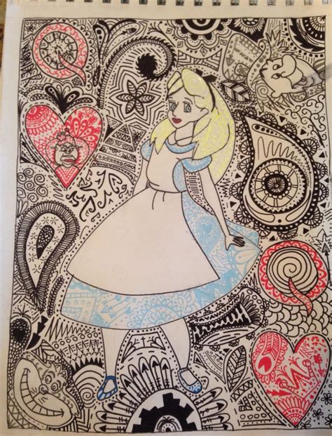 Alice In Wonderland Zentangle Doodle Alice In Wonderland