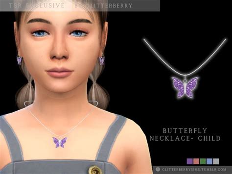 The Sims Resource Butterfly Necklace Child In 2024 Sims 4 Children