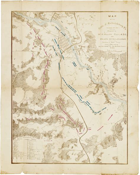 Unrecorded Map Of The 1862 Battle Of Fredericksburg Drawing On A