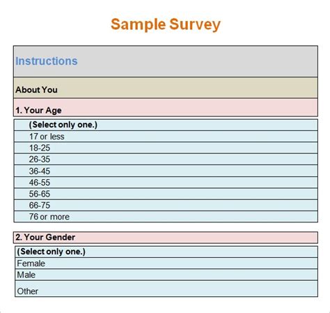 Survey Template Doc Hq Printable Documents Vrogue