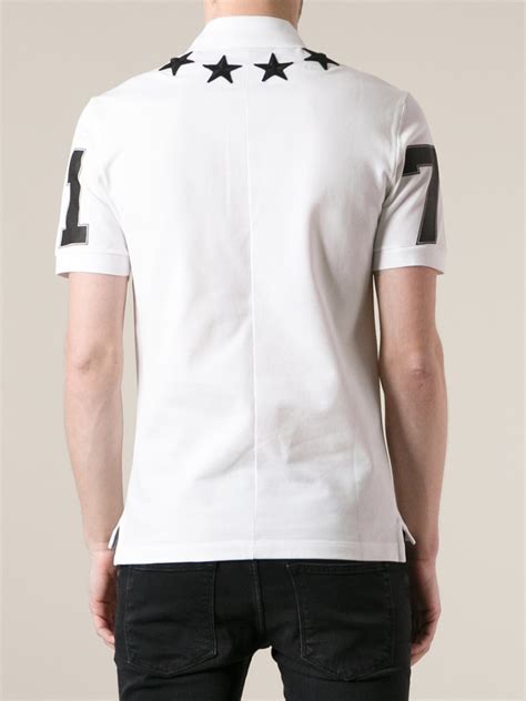Givenchy Star Embroidered Polo Shirt In White For Men Lyst