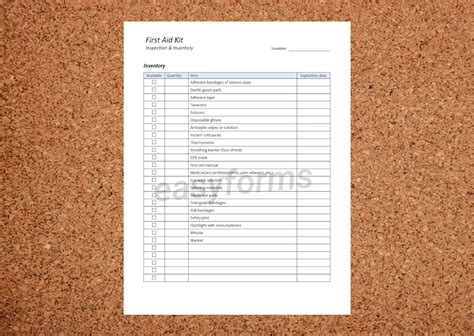 First Aid Kit Inspection Record First Aid Kit Checklist First Aid Kit