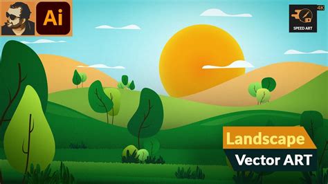 How To Draw A Simple Landscape Vector Art In Adobe Illustrator Tutorial