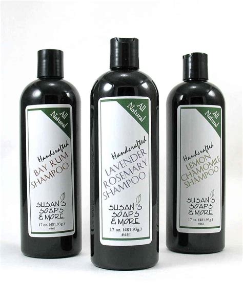 Group of handmade soap, herbal material. All Natural Herbal Shampoo - Susan's Soaps & More