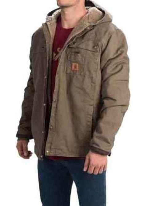carhartt carhartt sandstone hooded multi pocket jacket sherpa lined for tall men outerwear
