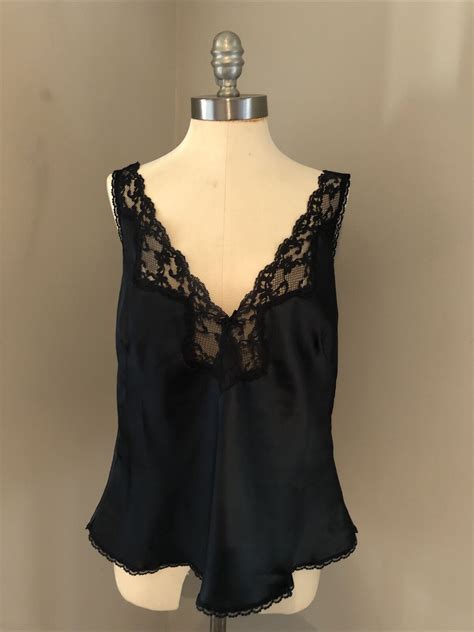 Vtg 80s Maidenform Sweet Nothings Black Poly Lace Cam Gem