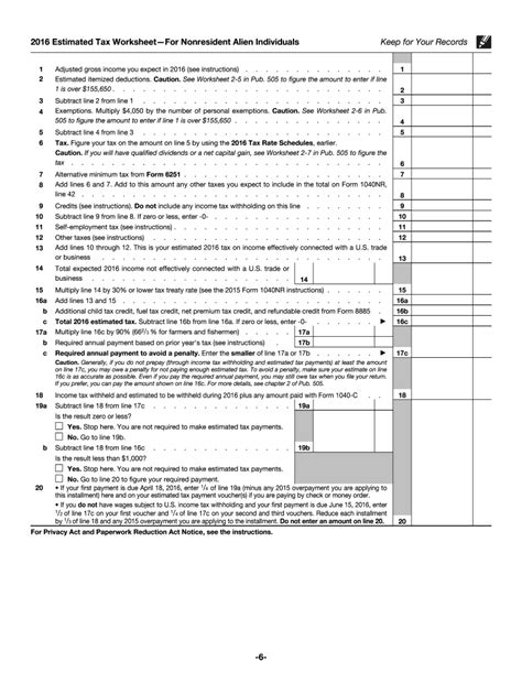 2016 Form Irs 1040 Es Nr Fill Online Printable Fillable Blank