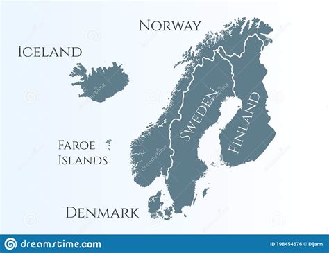 Scandinavia Map Norway Sweden Finland Denmark Iceland And Faroe
