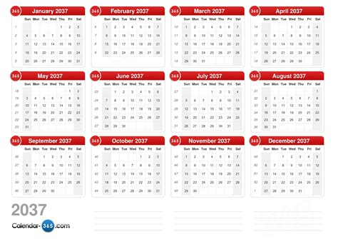 Online Calendar 2037 With Week Numbers Qualads