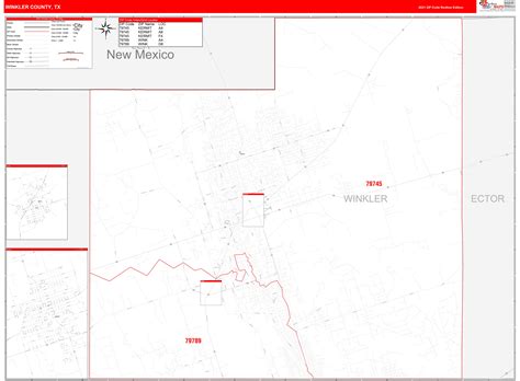 Winkler County Tx Zip Code Wall Map Red Line Style By Marketmaps