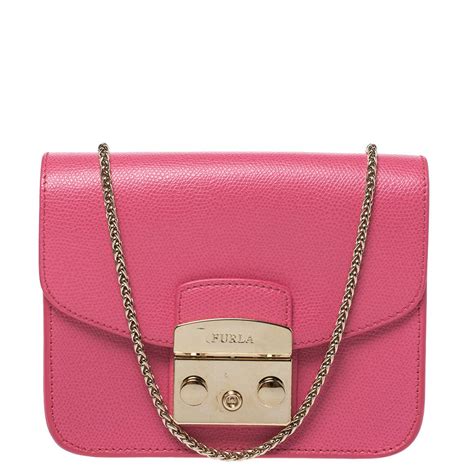 Furla Pink Leather Mini Metropolis Chain Shoulder Bag Furla The