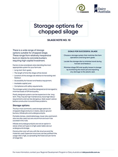 Storage Options For Chopped Silage Dairy Australia